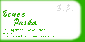 bence paska business card